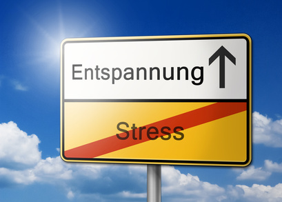 Entspannung statt Stress Schild