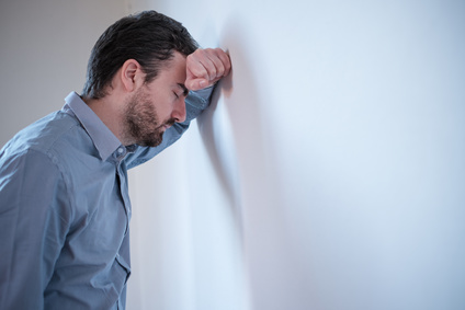 Portrait of one businessman manager worried and stressed